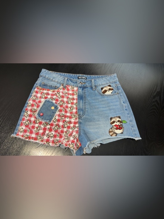 Thorn & Fable Raccoons & Cherries Gingham Shorts - Picture 3 of 12